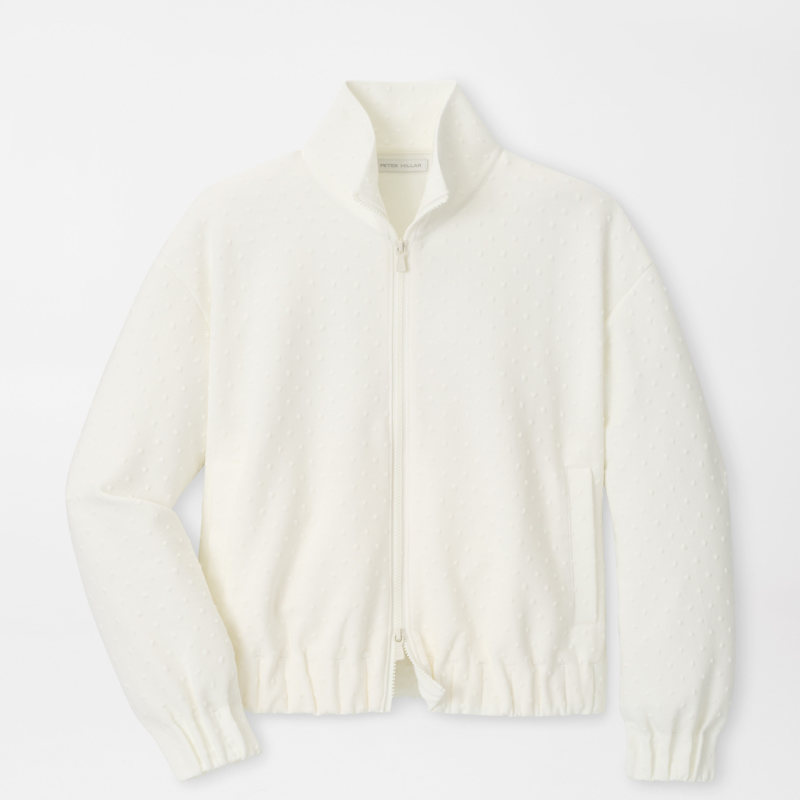 Jours＋カモミールホワイト Flora Knit Swiss Dot Jacquard Full-Zip | Women's Tops | Peter Millar