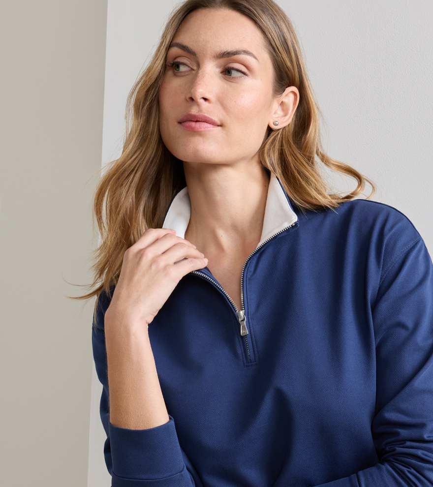 Coolspun Lite Cotton Quarter-Zip Pullover - Alternate Image 3