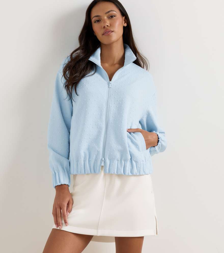 Flora Knit Swiss Dot Jacquard Full-Zip - Alternate Image 1