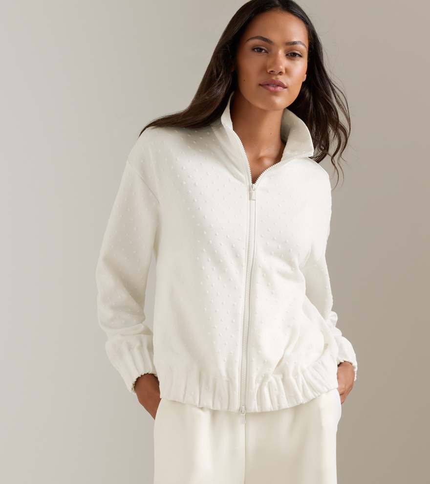 Flora Knit Swiss Dot Jacquard Full-Zip - Alternate Image 1