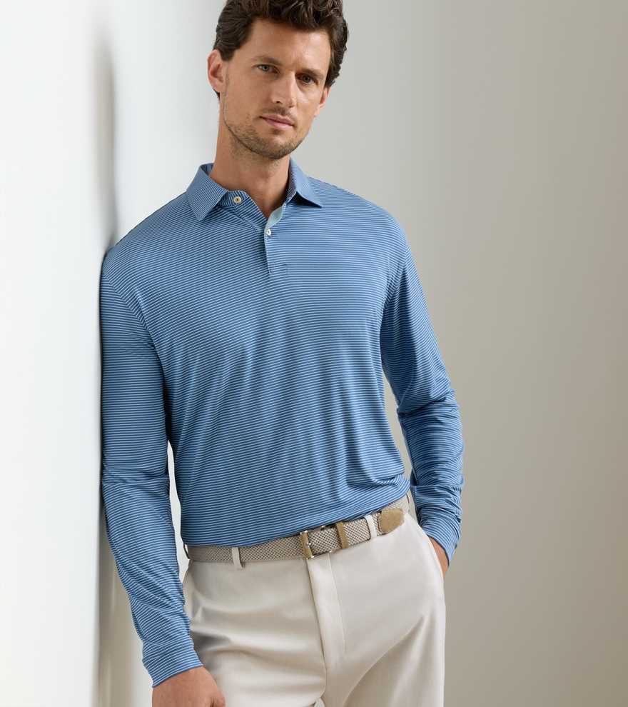 Featherweight Stripe Long-Sleeve Performance Polo - Alternate Image 1