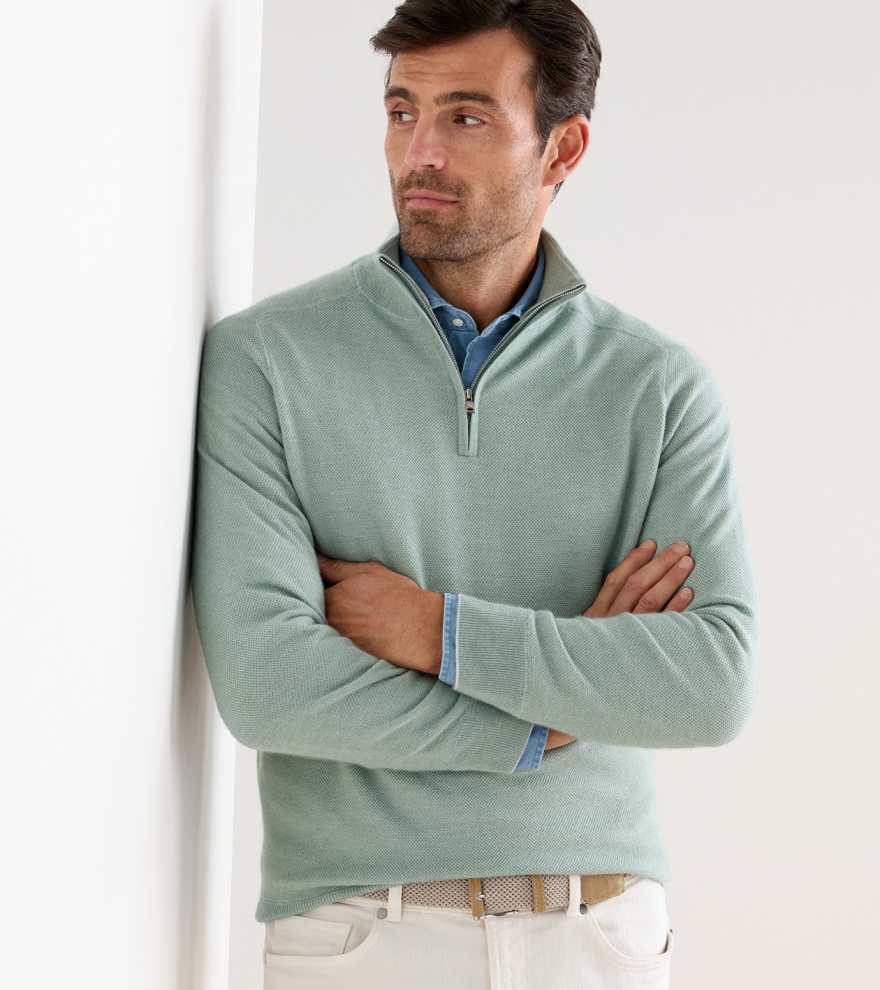 Voyager Cashmere-Silk Saddle Shoulder Quarter Zip - Alternate Image 1