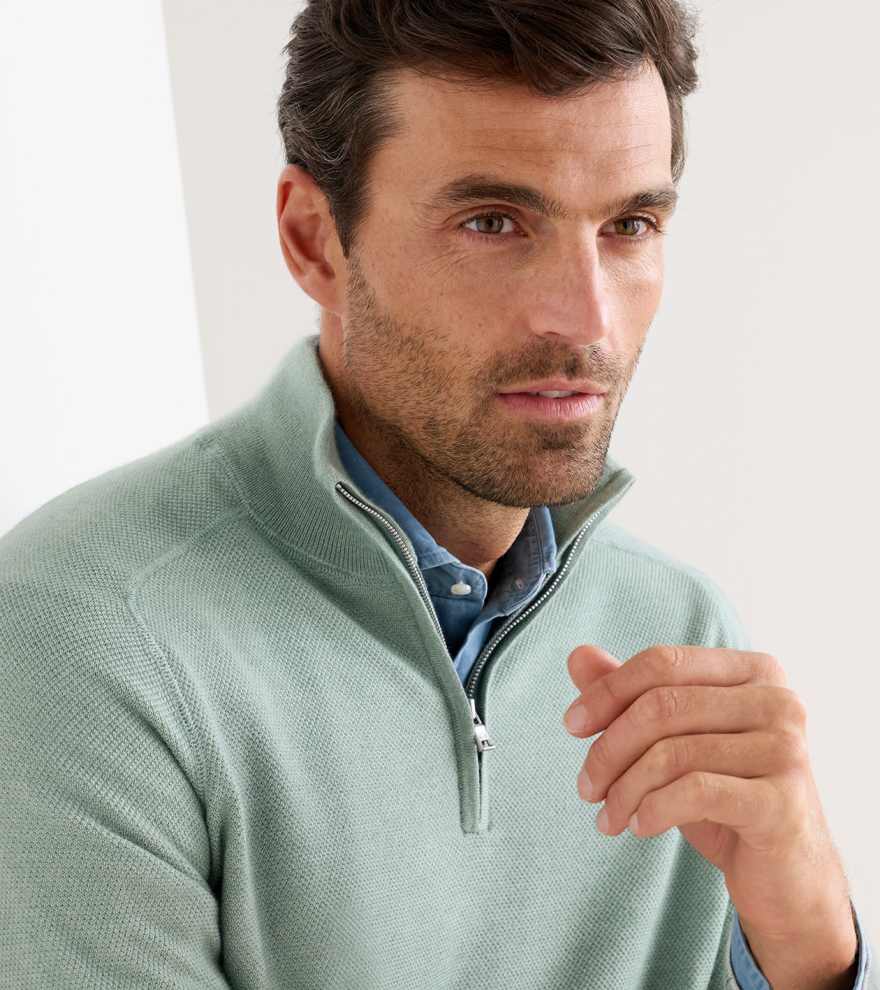 Voyager Cashmere-Silk Saddle Shoulder Quarter Zip - Alternate Image 3