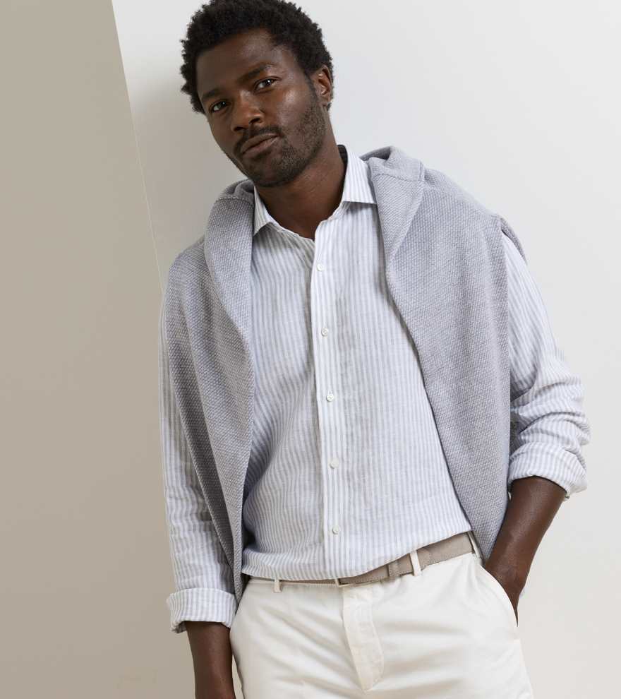 Astino Lino Stripe Sport Shirt - Alternate Image 3