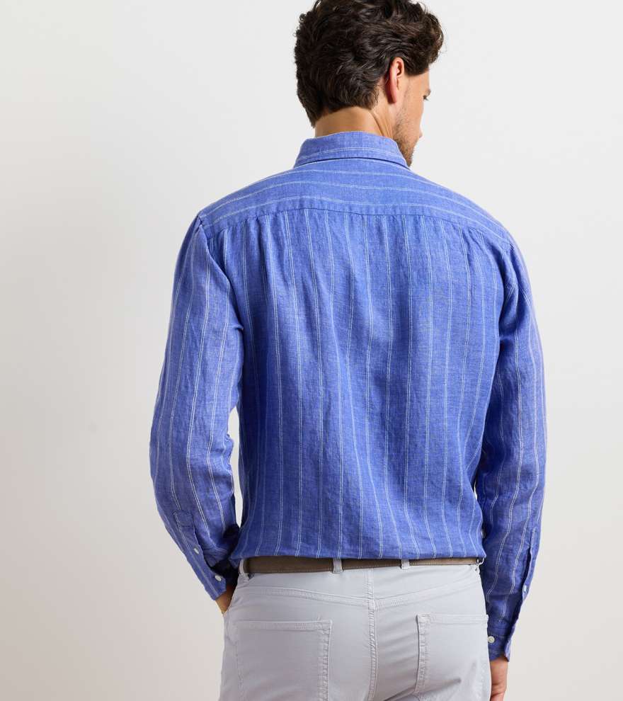Astino Lino Pencil Stripe Sport Shirt - Alternate Image 2