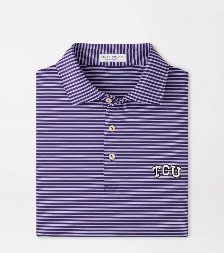 TCU Tiebreaker Performance Jersey Stripe Polo | Men's Collegiate