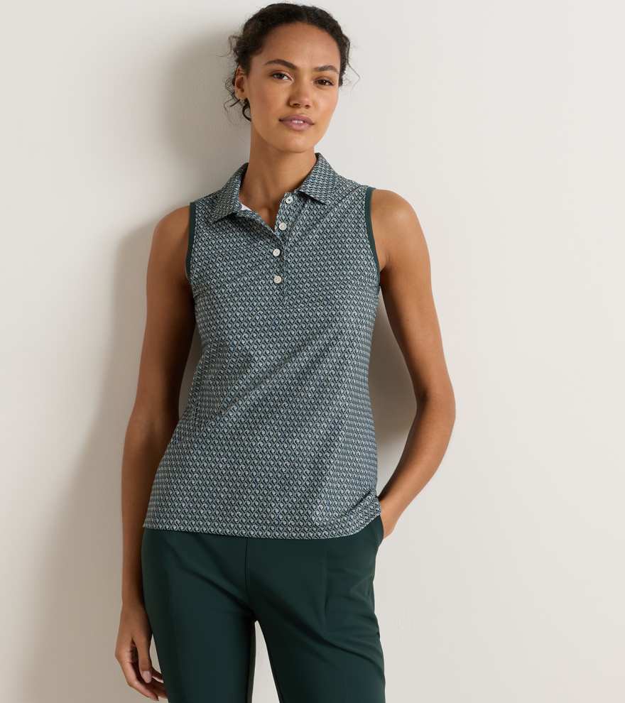 Fresh Cut Banded Sport Mesh Sleeveless Button Polo - Alternate Image 1