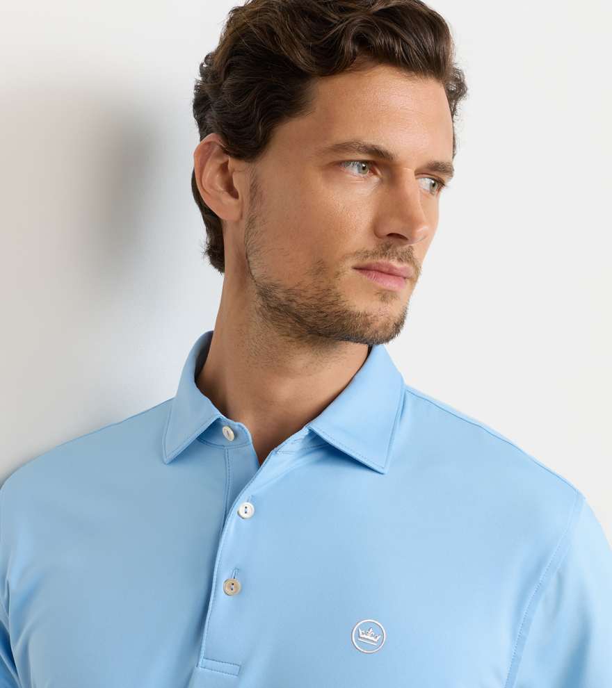 Crown Seal Logo Solid Performance Jersey Polo - Alternate Image 1