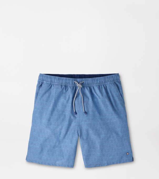 Island Palms Swim Trunk in BLUE PEARL