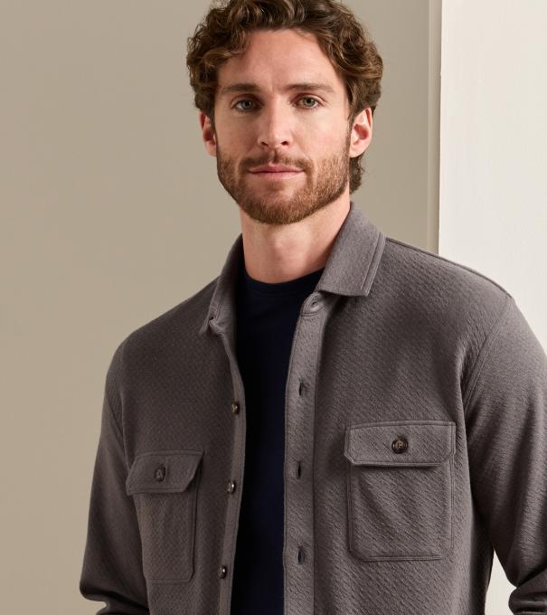 Ridgeline Knit Shirt Jacket in Charcoal