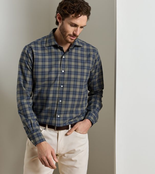 Dean Performance Flannel Sport Shirt in FATIGUE