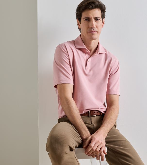 Albatross Cotton-Blend Piqu&eacute; Polo in MELROSE PINK