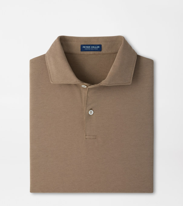 Albatross Cotton-Blend Piqu&eacute; Polo in LIGHT MOCHA