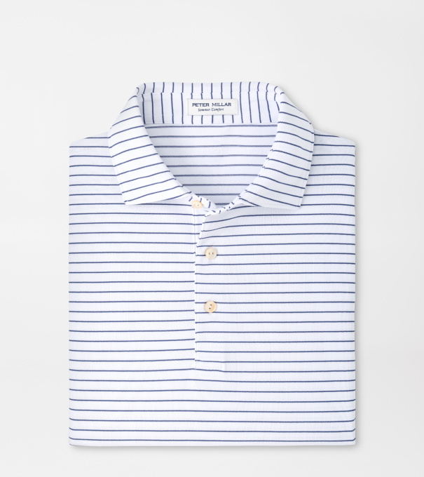Winston Performance Mesh Polo in WHITE / BALI BLUE