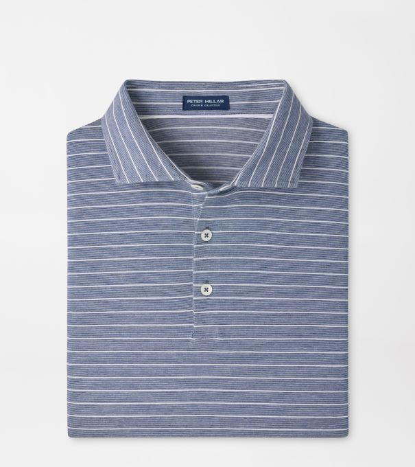 Excursionist Flex Striped Short-Sleeve Polo in Navy