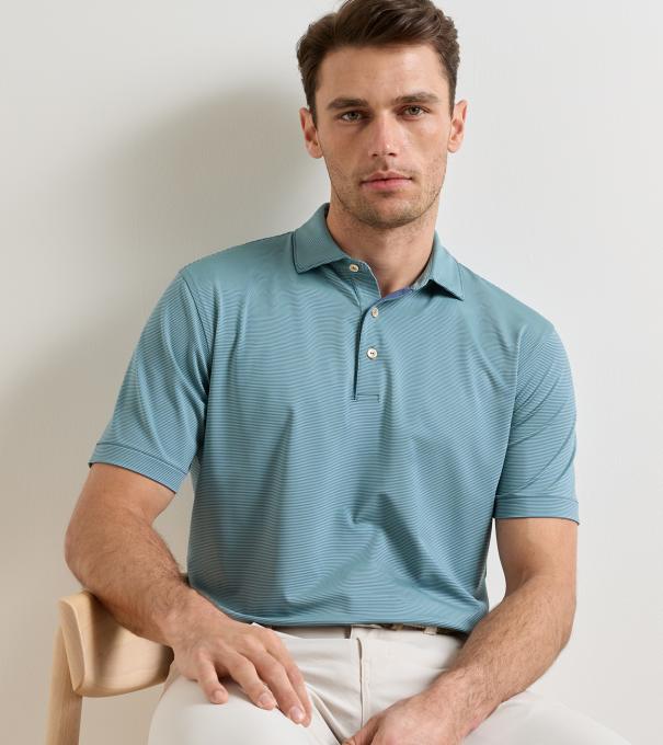 Jubilee Performance Jersey Polo in BALI BLUE / FRESH MINT