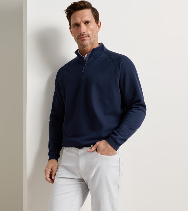 Cradle Piqu&eacute; Performance Quarter-Zip in Navy