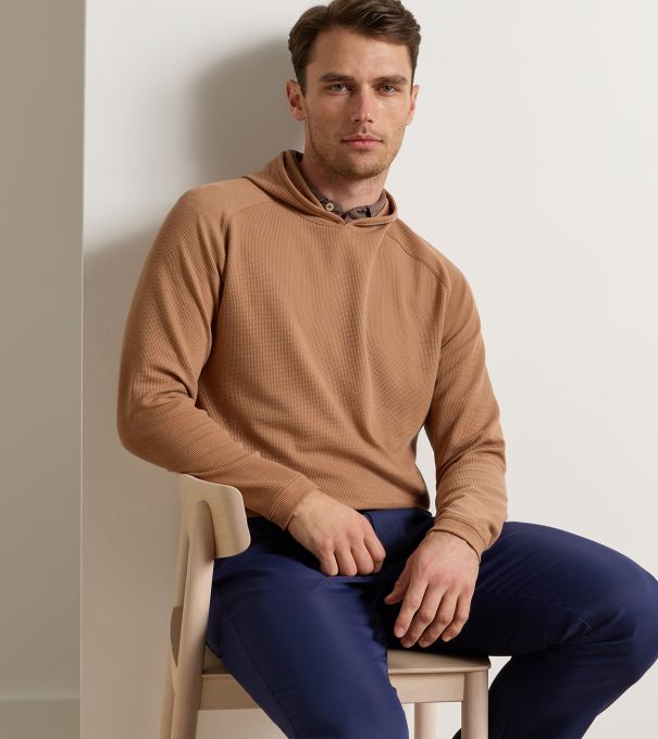 Pine Waffle Performance Hoodie in Dark Amber
