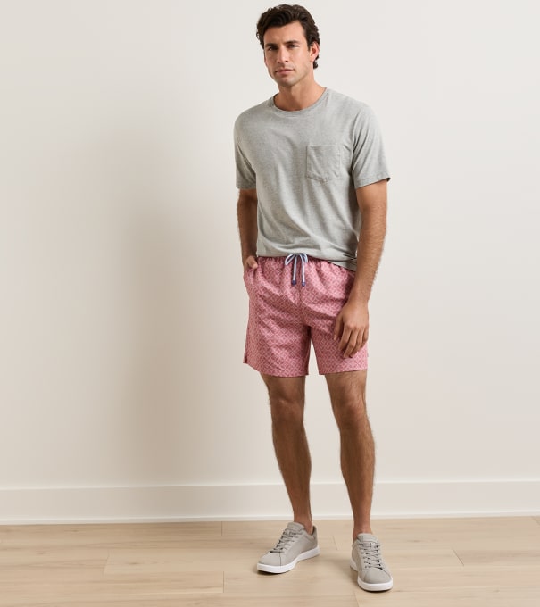 Tails Of Summer Swim Trunk in RED CORAL
