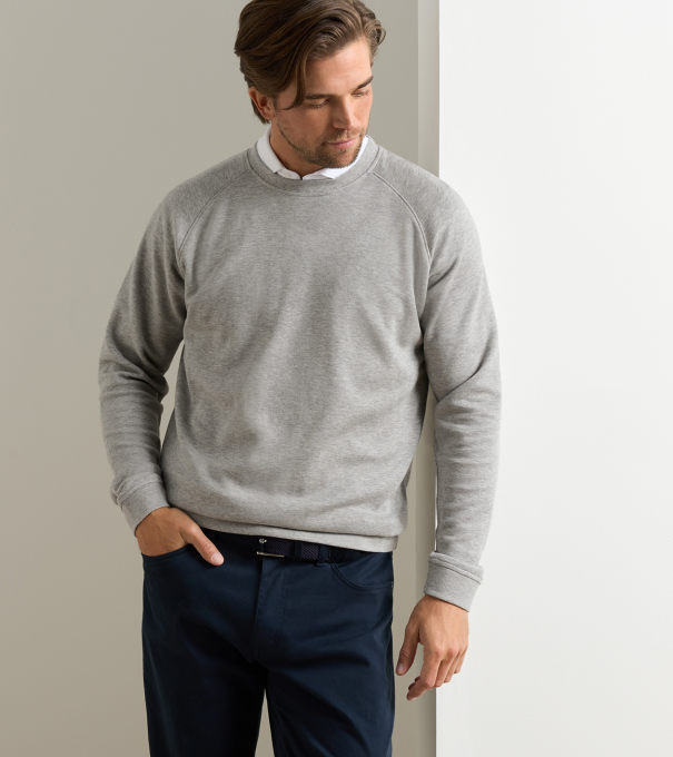 Crown Comfort Knit Crew in Light Grey