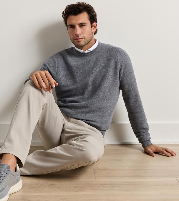 Autumn Crest Honeycomb Crewneck Jumper in OSLO GREY