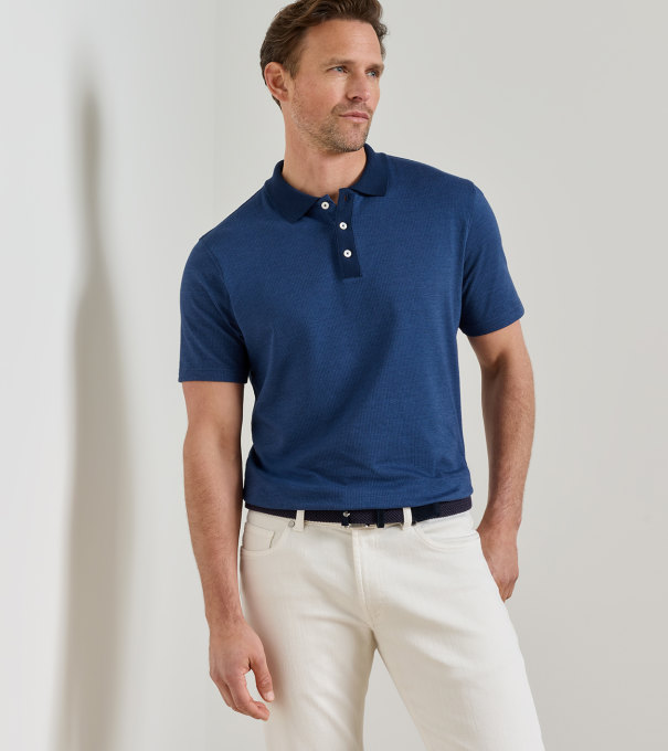 Barnes Short-Sleeve Knit Polo in Navy
