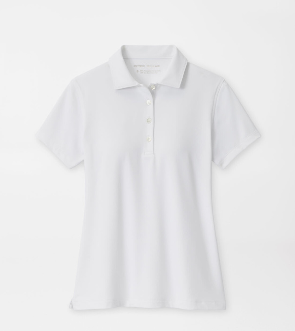 Women's Short Sleeve Button Polo in White
