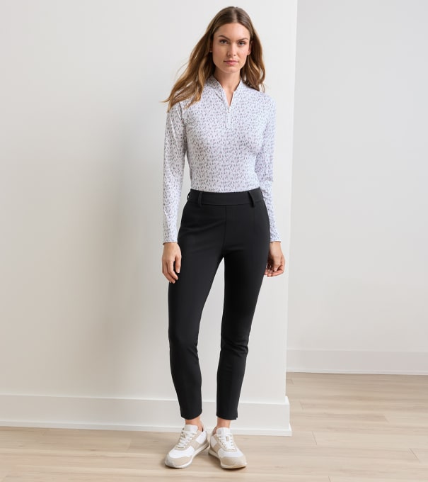 Bingham High Stretch Bonded Ankle Trouser in Black
