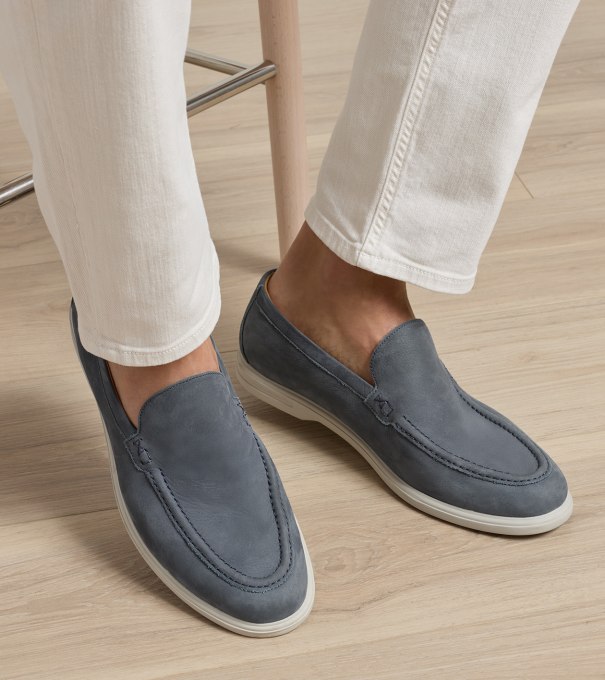 Excursionist Nubuck Venetian Loafer in BLUE PEARL