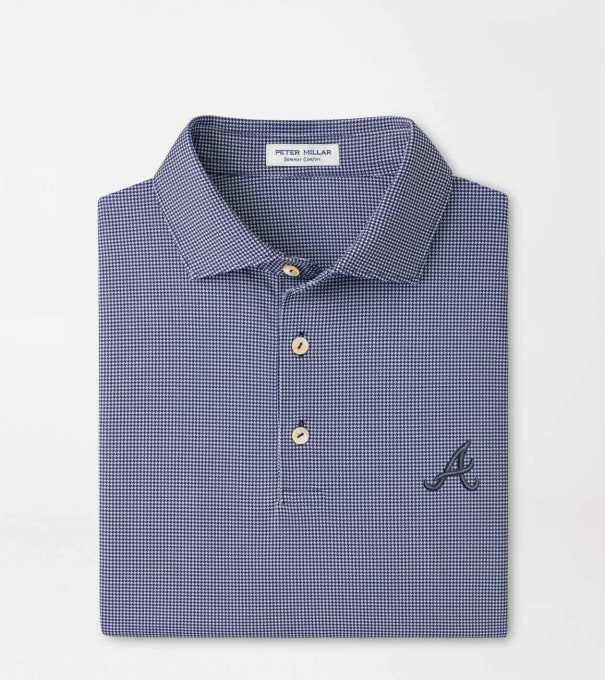 Atlanta Braves Border Performance Jersey Polo in Navy