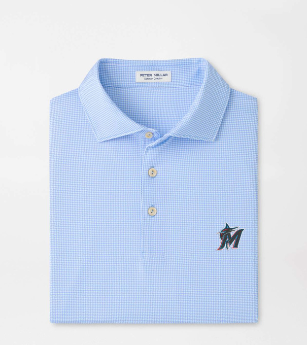 Miami Marlins Border Performance Jersey Polo in Cottage Blue
