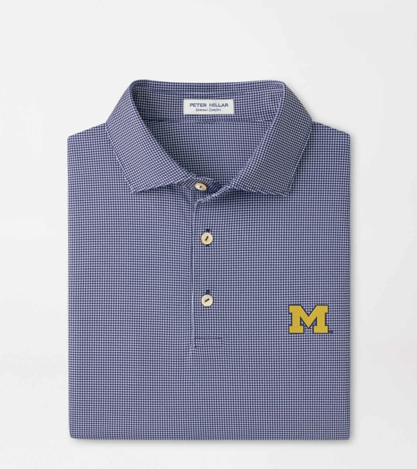 Michigan Border Performance Jersey Polo in Navy