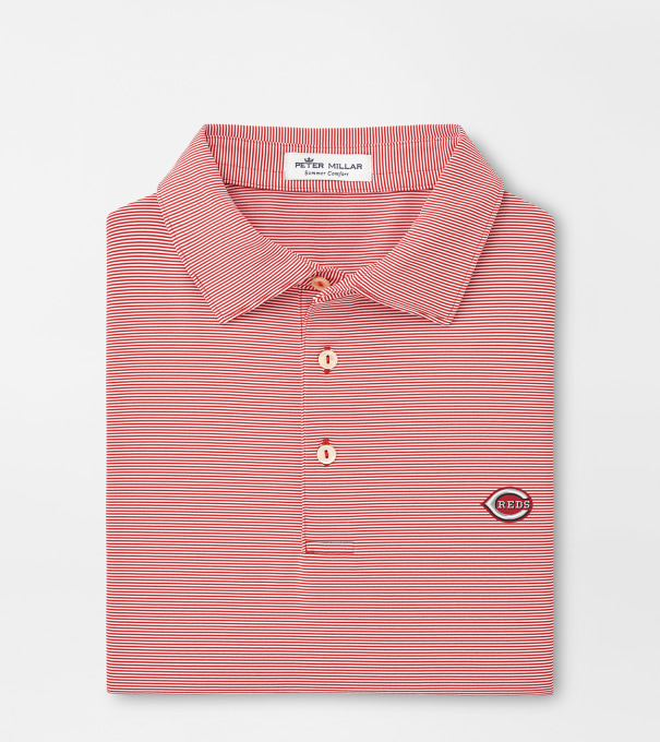 Cincinnati Reds Jubilee Stripe Performance Polo in Red3