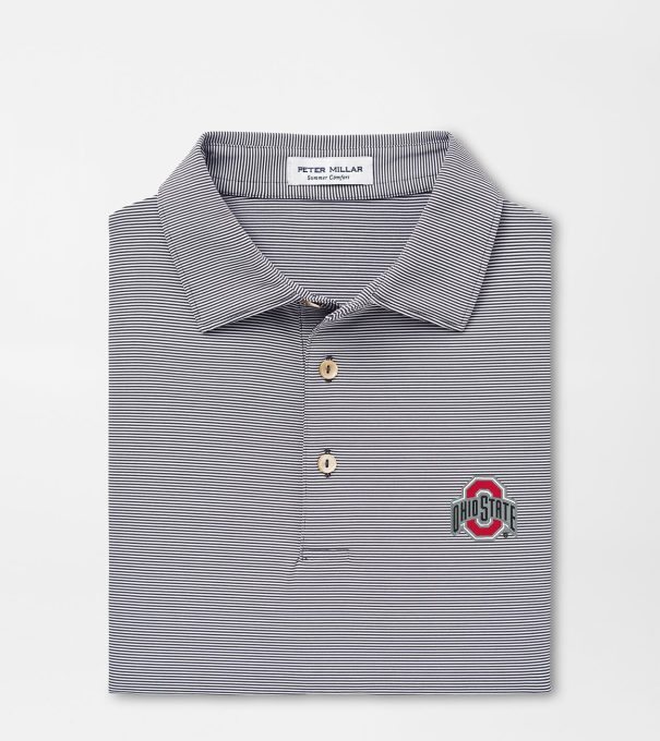 The Ohio State Jubilee Stripe Performance Polo in Iron