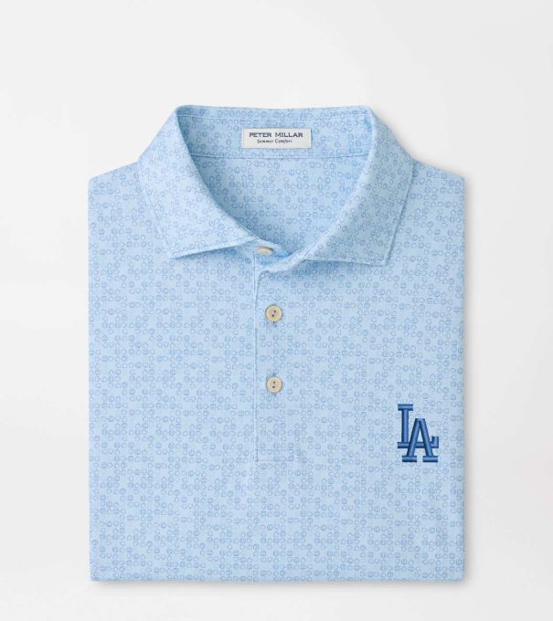 Los Angeles Dodgers Bases Loaded Performance Jersey Polo in PALE BLUE