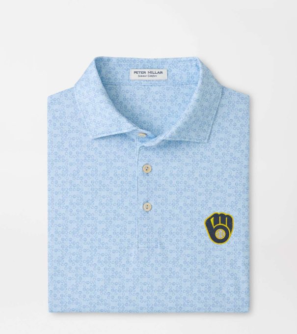 Milwaukee Brewers Bases Loaded Performance Jersey Polo in PALE BLUE