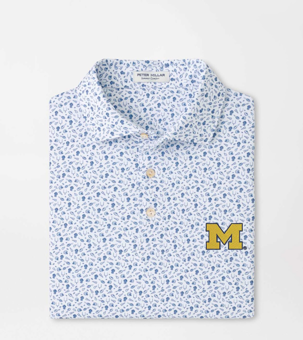 Michigan Kick Off Performance Jersey Polo in Blue Frost