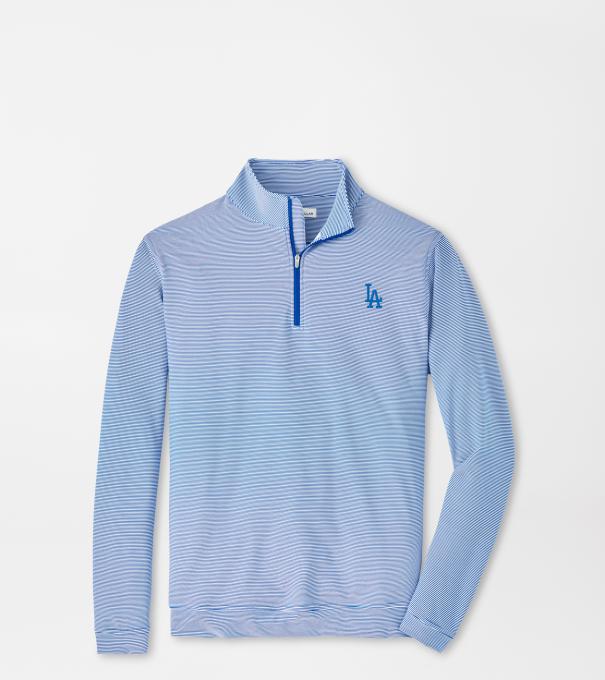 Los Angeles Dodgers Perth Sugar Stripe Performance Quarter-Zip in Blue3/White