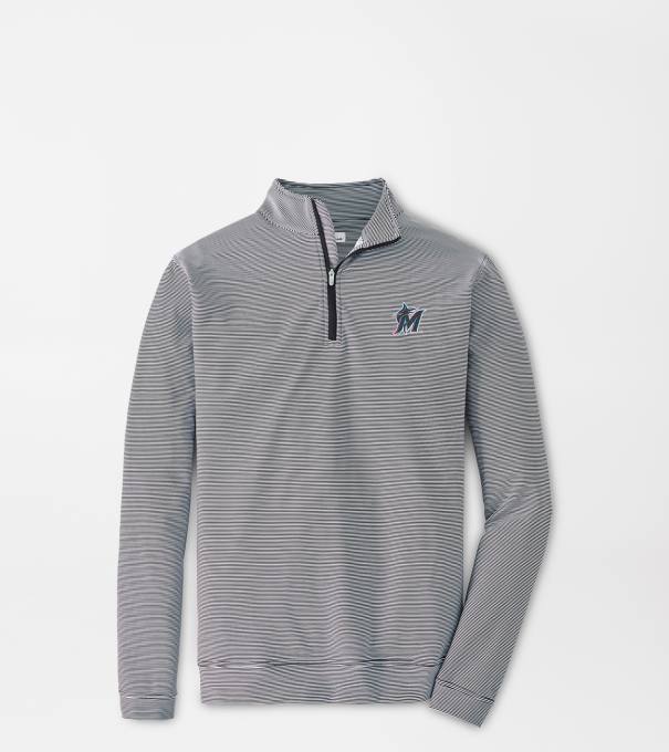 Miami Marlins Perth Sugar Stripe Performance Quarter-Zip in Black/White