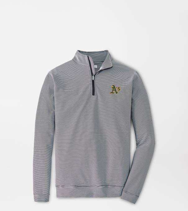 Athletics Perth Sugar Stripe Performance Quarter-Zip in Black/White