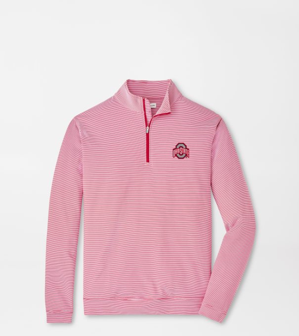 The Ohio State Perth Mini-Stripe Performance Pullover in Red3/White