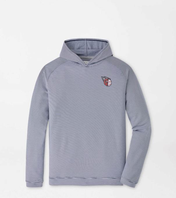 Cleveland Guardians Pine Sugar Stripe Performance Hoodie in Navy