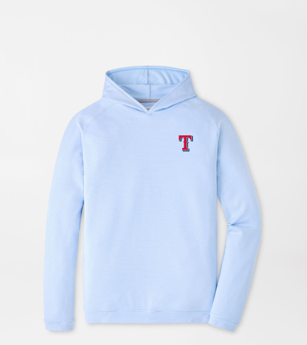 Texas Rangers Pine Sugar Stripe Performance Hoodie in Cottage Blue