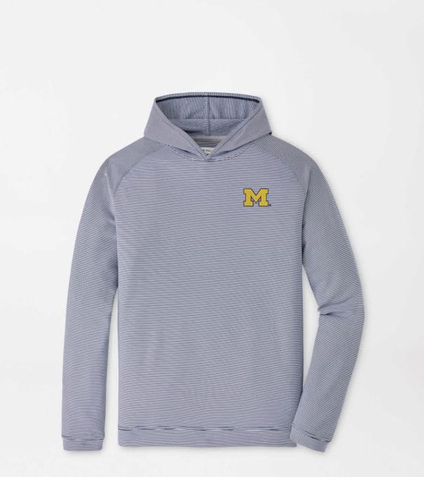 Michigan Pine Sugar Stripe Performance Hoodie in Navy