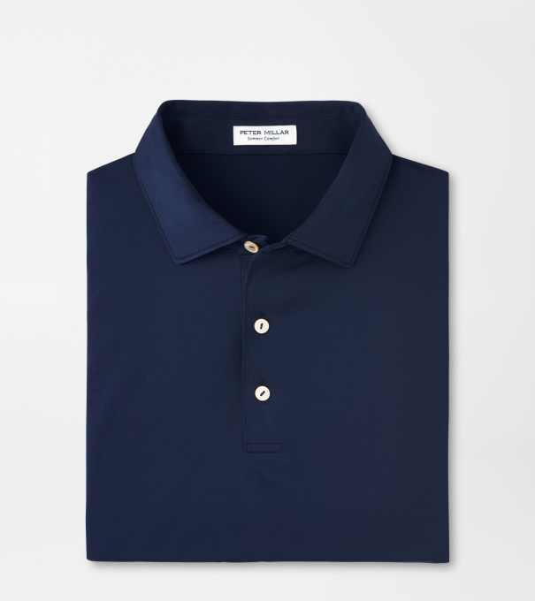 Solid Performance Jersey Polo in Navy