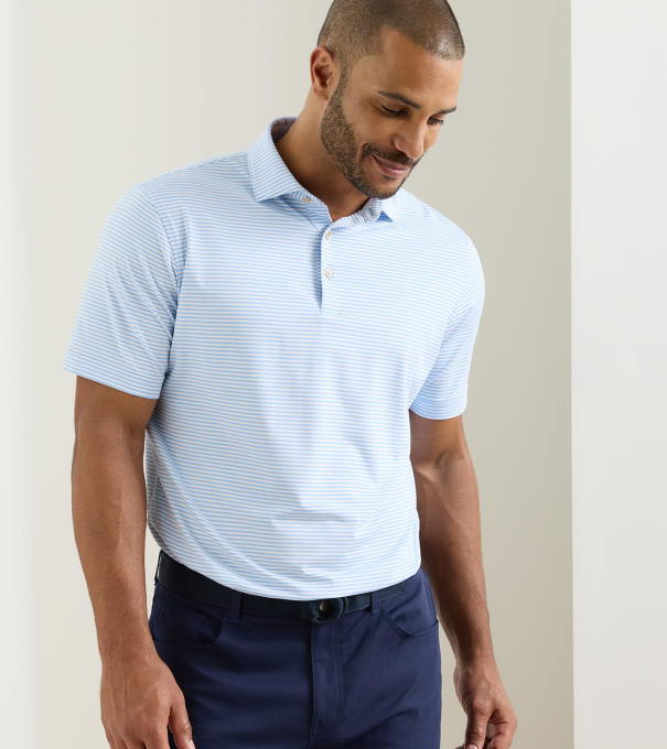 Hales Performance Jersey Polo in Cottage Blue