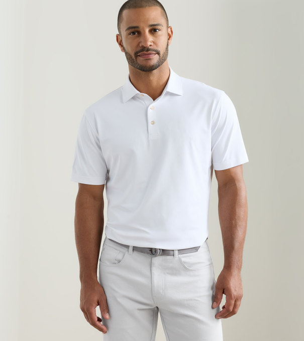 Solid Performance Mesh Polo in White