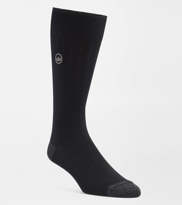 Solid Rib Crew Sock in Black