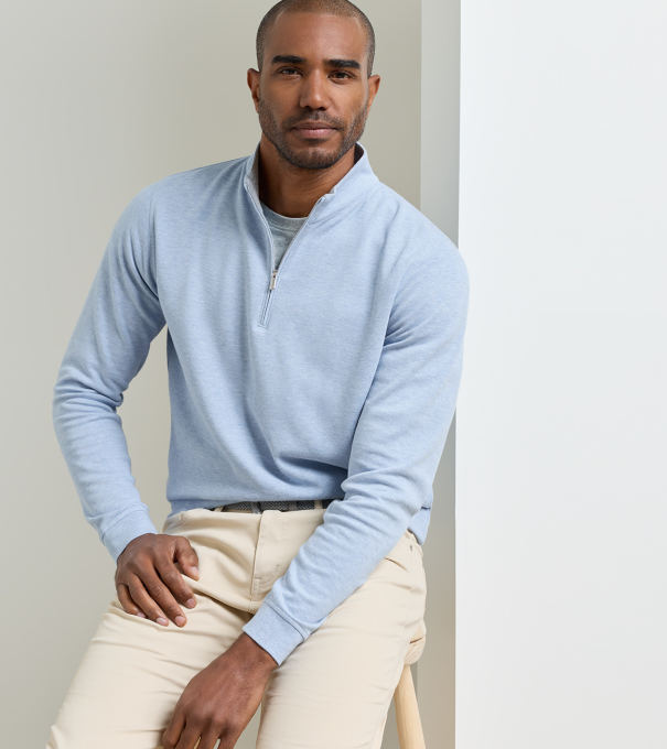 Crown Comfort Quarter-Zip Pullover in Cottage Blue