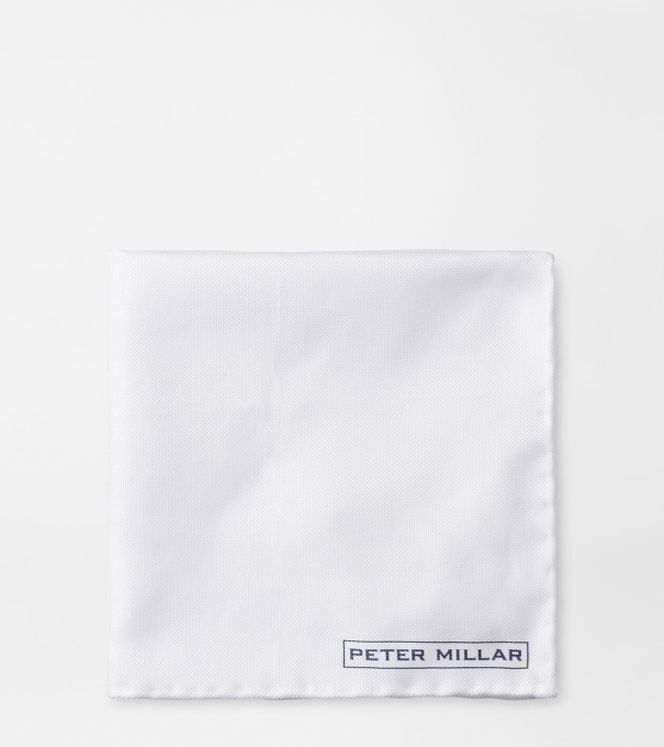 Solid Oxford Pocket Square in White